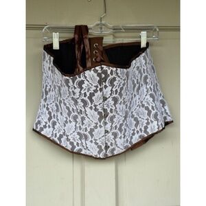 Black Iris Corsets 32 Brown Silk Lace-up Metal Closure Heavyweight Coquette